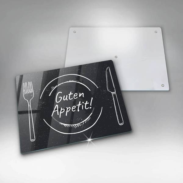 Schneidebrett Guten Appetit! Schwarz - Glas - 40 x 52 x 1 cm