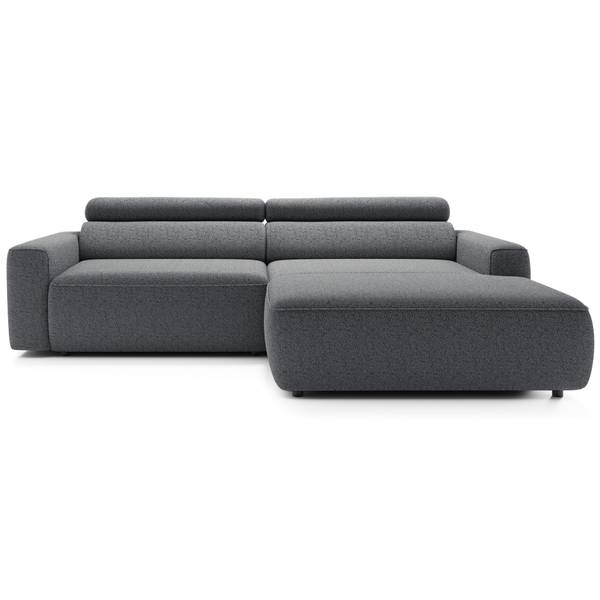 Ecksofa FANDO Grau - Ecke davorstehend rechts - Ottomane davorstehend rechts