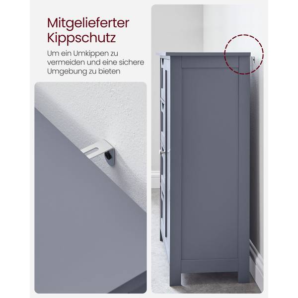 Badezimmerschrank Port-au-Prince Grau - Holzwerkstoff - 55 x 82 x 30 cm