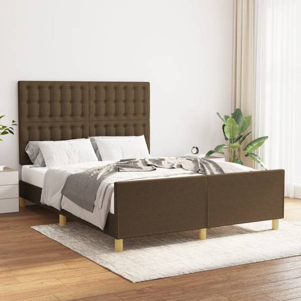 Bettgestell mit Kopfteil X308 Braun - Textil - 146 x 128 x 193 cm