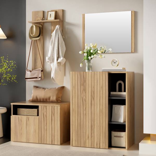 Garderobenset MUHENA415(4er Set) Braun - Holzwerkstoff