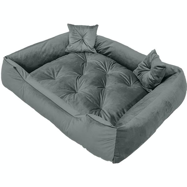 Hundebett VELURS Grau - 70 x 60 cm