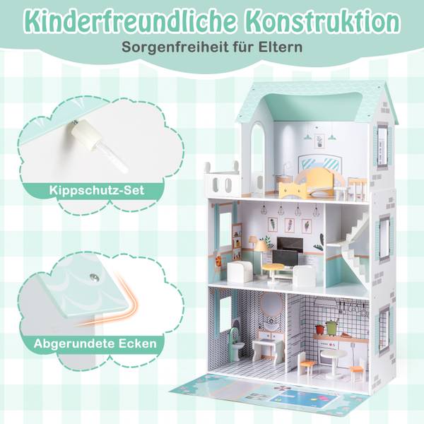 Puppenhaus TM10200GN Grün - Holzwerkstoff - 74 x 120 x 34 cm