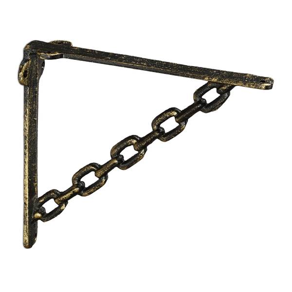 10 x Regalwinkel Gusseisen Kette bronze Braun - Gold