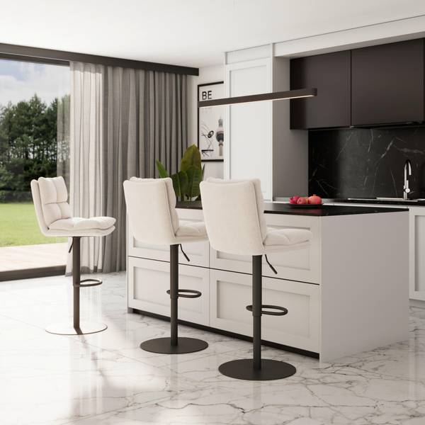Barhocker CAJA Weiß - Metall - Textil - 47 x 107 x 49 cm