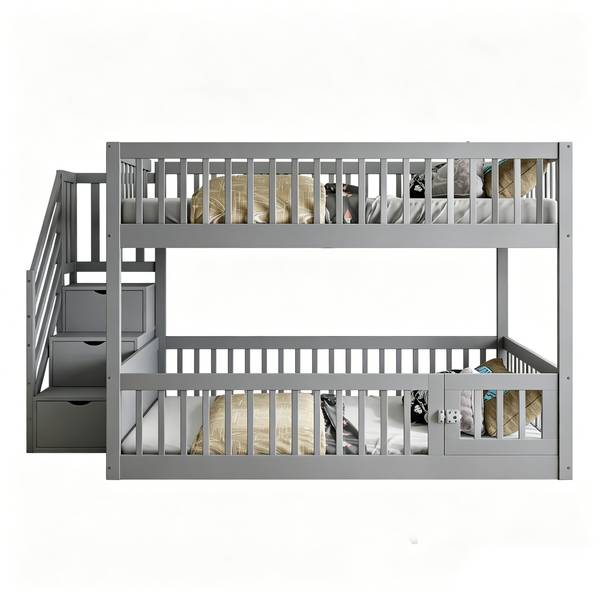 Einzelbett K-1974 Grau - Holzwerkstoff - 145 x 130 x 254 cm