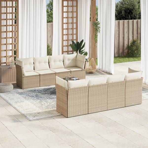 Salon de jardin 3035146-1 (lot de 9) Beige - Crème - Blanc