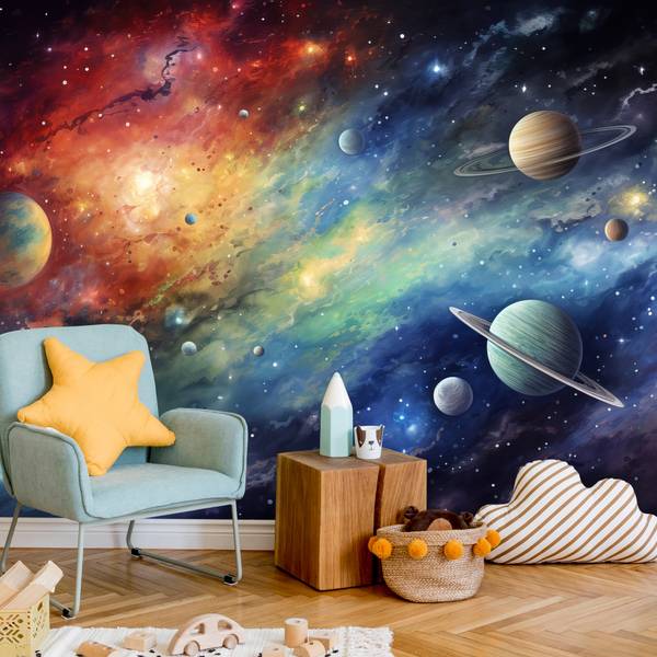 Fototapete WELTRAUM Planeten Sterne Rot - 315 x 210 x 210 cm