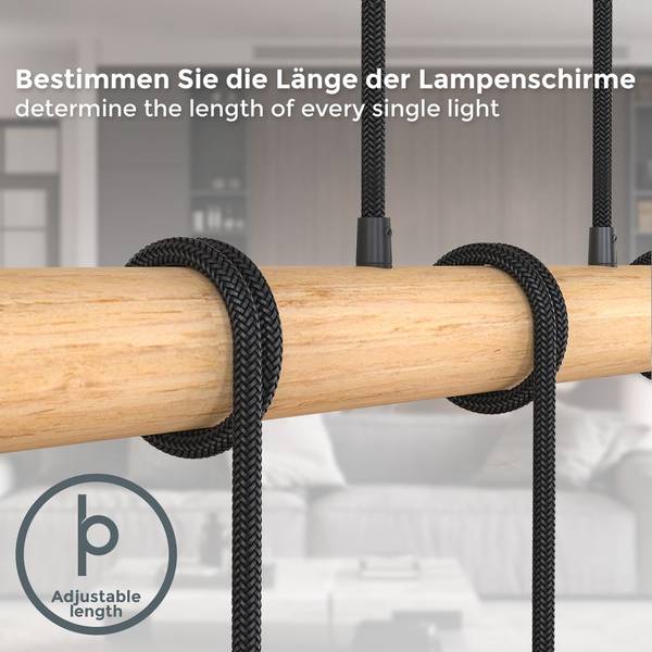 Holz Pendelleuchte BKL1339 Schwarz - ABS - 1 x 103 x 90 cm