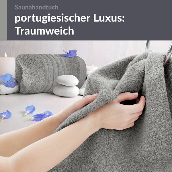 Saunahandtuch London 2er-Set Grau - Frottee - 80 x 1 x 200 cm
