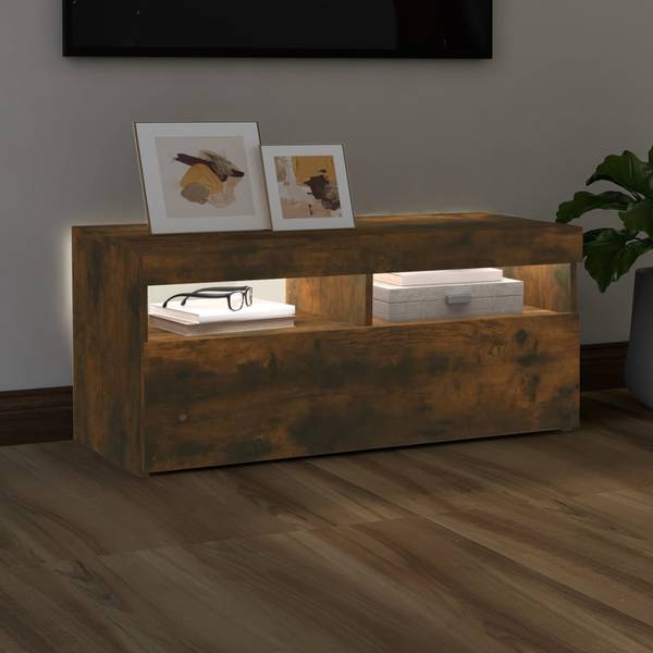 TV-Schrank mit LED-Leuchten D776 Raucheiche Dekor