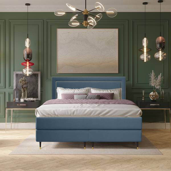 Boxspringbett Fuum Premium Blau - Breite: 140 cm