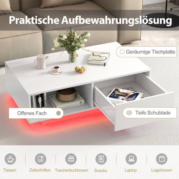 LED Couchtisch JV11839WH Weiß