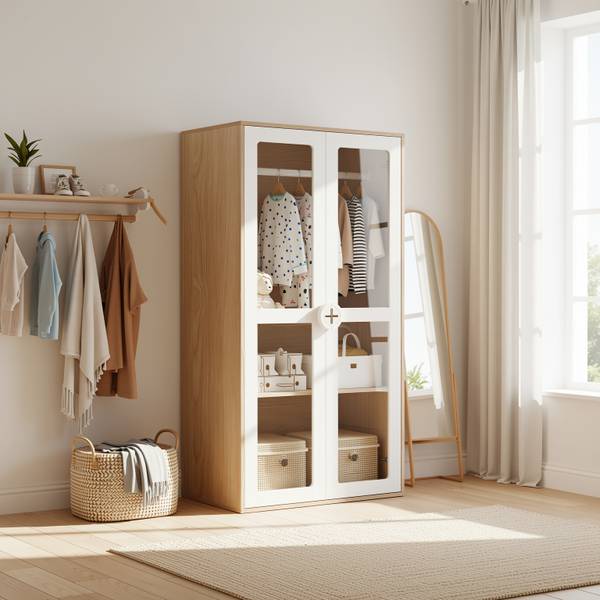 Kleiderschrank Calyx Braun - Weiß - Holzwerkstoff - 50 x 150 x 80 cm