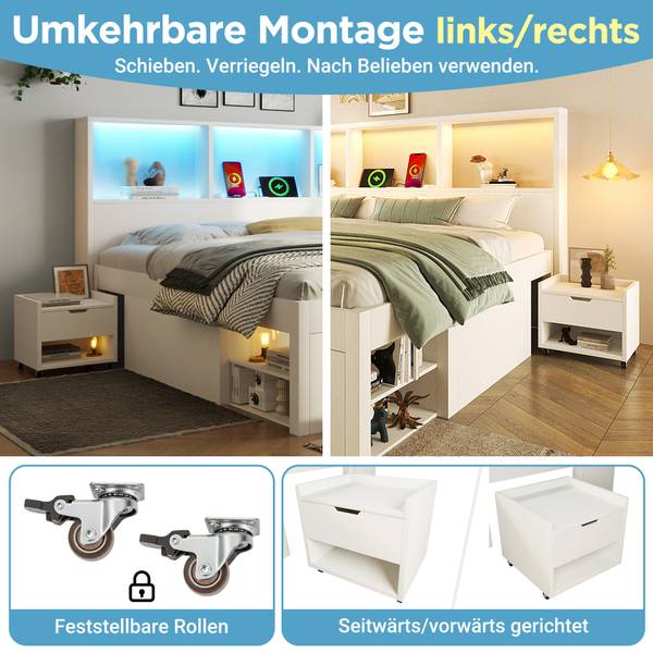 Kinderbett K-1740 Weiß - Holzwerkstoff - 147 x 100 x 219 cm