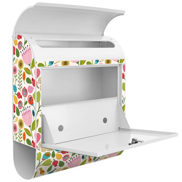 Briefkasten Stahl Rosa Kelch Hell Weiß - Stahl - 38 x 46 x 13 cm