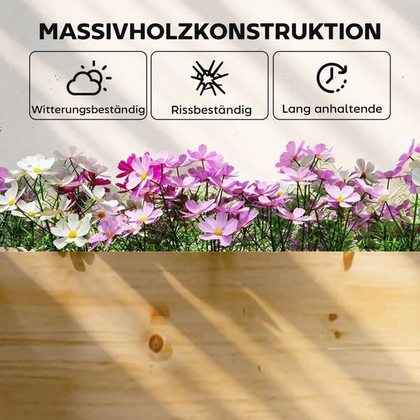 Verhoogde plantenbak 84H-476V01ND bruin - massief hout - 66 x 26 x 235 cm