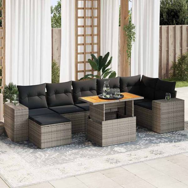 Garten-Lounge-Set 3037209-3 8-teilig Dunkelgrau - Grau