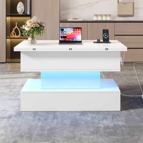 Table Basse Hermes Ⅵ Blanc - Bois manufacturé - 50 x 64 x 100 cm
