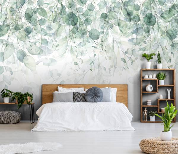 Vlies Fototapete Blätter Grün Wohnzimmer 368 x 254 cm