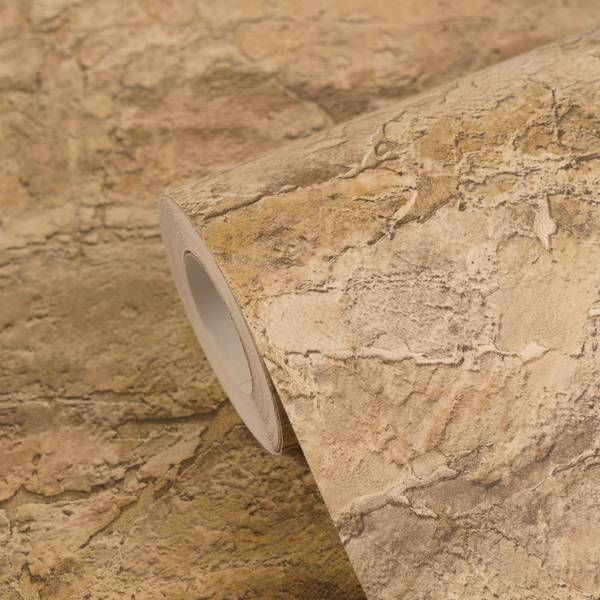 Vliestapete Raw Heritage Stone Beige - Braun - Gelb - Fleece - Vinyl - 53 x 1005 x 1 cm