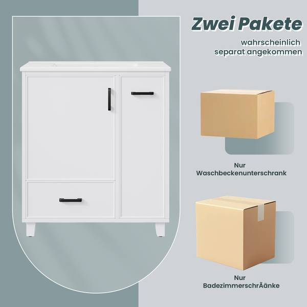 Waschtischunterschrank Eos Ⅰ Weiß - Holzwerkstoff - Porzellan - 47 x 82 x 77 cm
