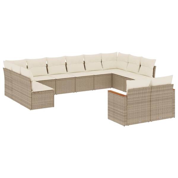 Garten-Lounge-Set 3034897-1 12-teilig Beige - Polyrattan - 62 x 69 x 62 cm
