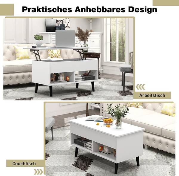 Couchtisch höhenverstellbar, Sofatisch Weiß