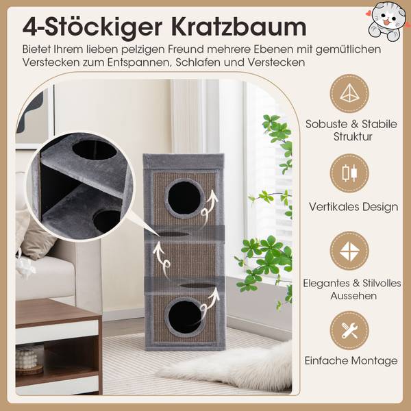 Katzenhaus PV10089GR Grau - Holzwerkstoff - 40 x 99 x 40 cm