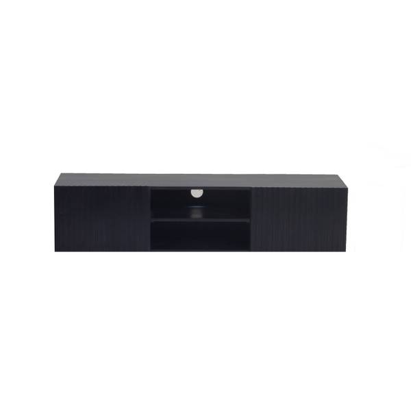 Schwebendes TV-Möbel Roman Schwarz - Massivholz - 150 x 35 x 40 cm