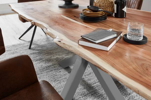 Esstisch QUINCY Beige - Breite: 200 cm - Silber