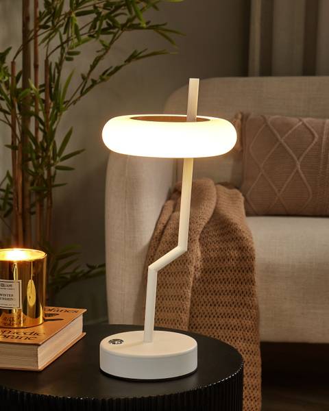 Tischlampen ALVIELA 2-tlg Braun - Weiß