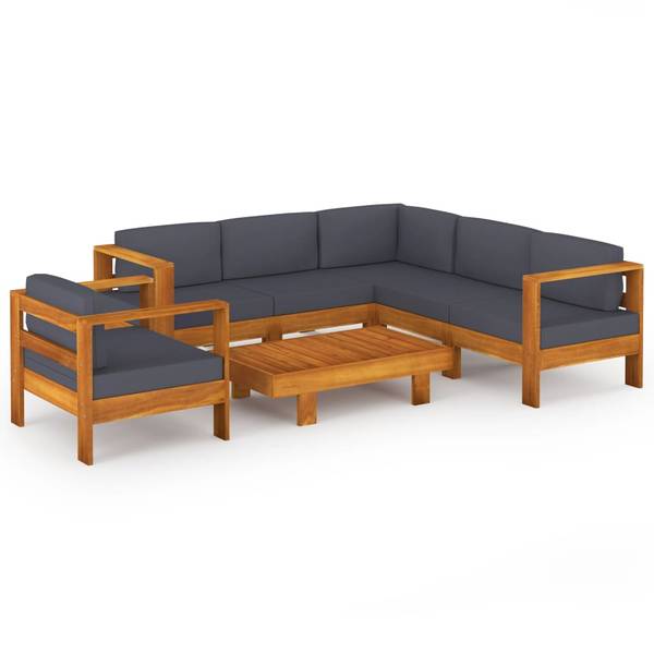 Garten-Lounge-Set 3006534-4 (7-teilig) Grau - Akazie - 60 x 25 x 100 cm