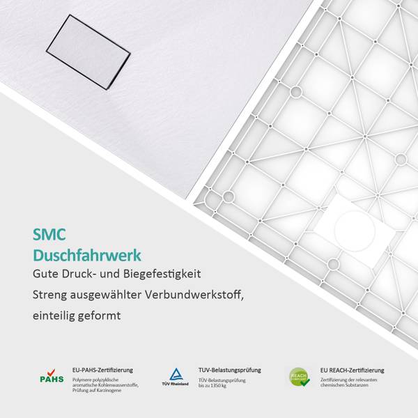 Duschwanne mit Ablaufgarnitur Weiß
