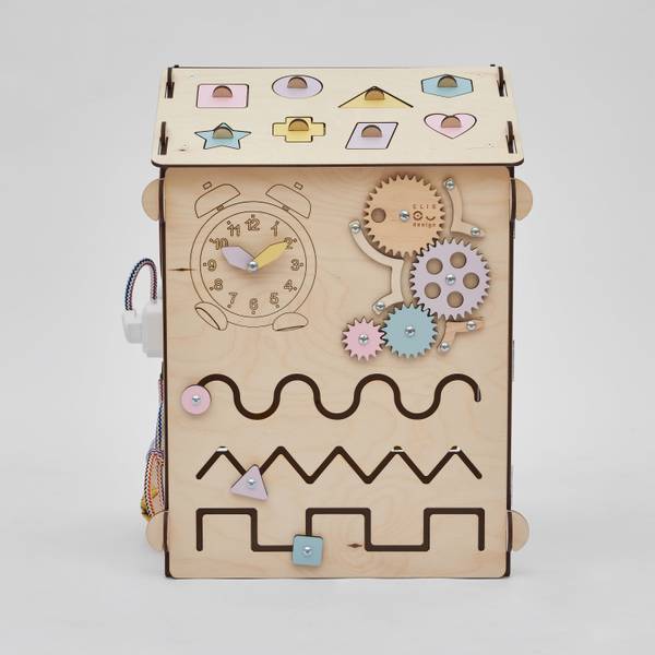 BusyHouse Montessori-Aktivitätshaus Pink - Holzwerkstoff - 40 x 60 x 40 cm