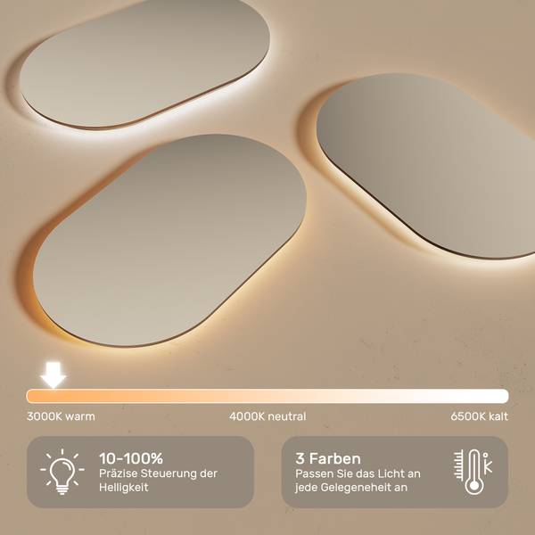 LED Badspiegel MCH010 Gold - Glas - 80 x 60 x 1 cm