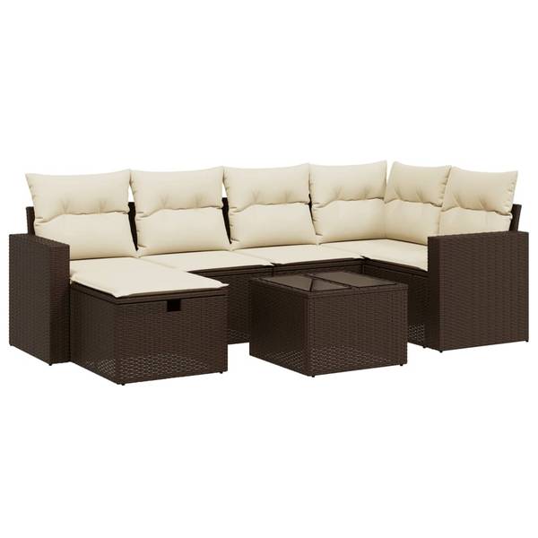 Salon de jardin 3036420-1 (lot de 7) Marron - Crème