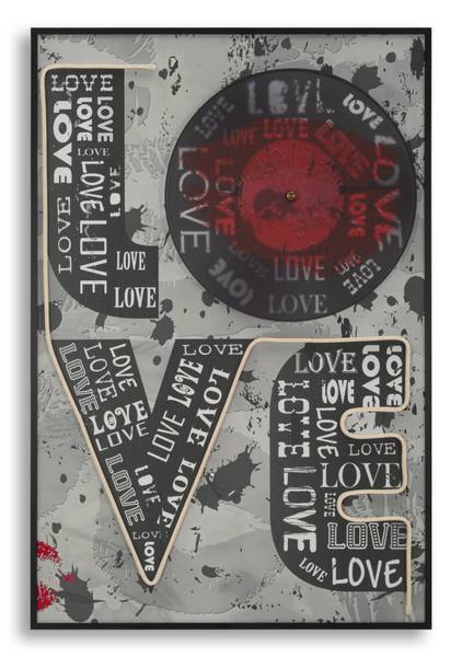 Canvas schilderij Love deels massief hout - 4 x 90 x 60 cm