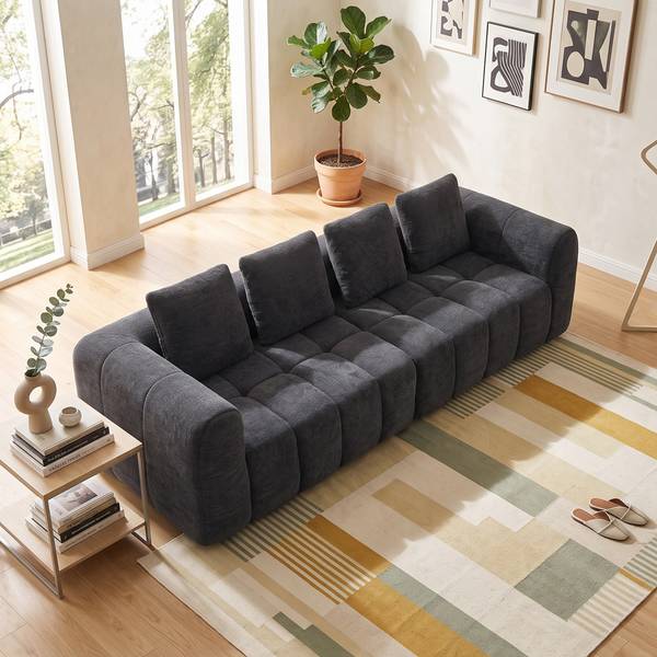 4-Sitzer Sofa LF-RSN-PRM Grau - Webstoff - 260 x 70 x 96 cm