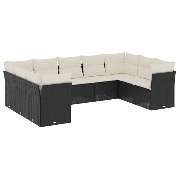Garten-Lounge-Set 3035189-1 9-teilig Schwarz - Creme
