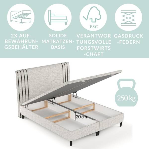Polsterbett Musca Creme - Liegefläche Breite: 200 cm