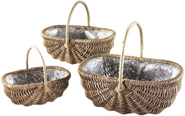 Weidenkörbe LIMA 3er Set Braun - Naturfaser - 28 x 15 x 39 cm
