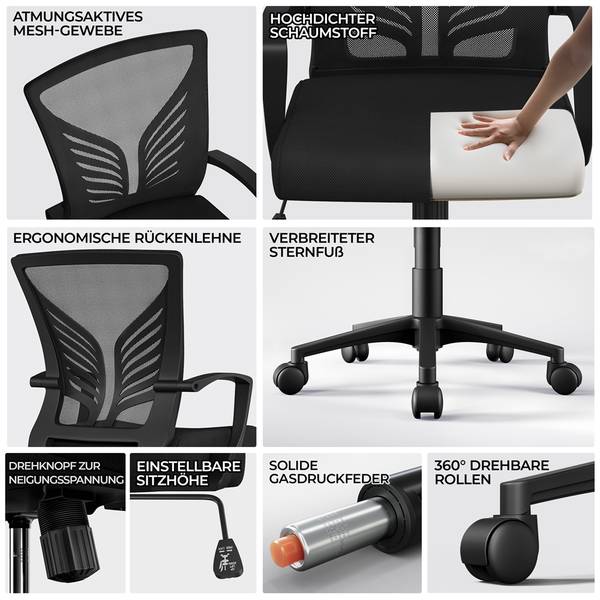 Bürostuhl ARD43 2er Set Schwarz - Kunststoff - 59 x 102 x 59 cm