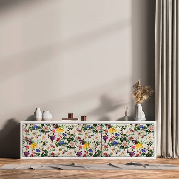 Selbstklebende Tapete Flowers Beige - Fleece - Vinyl - 52 x 250 x 1 cm
