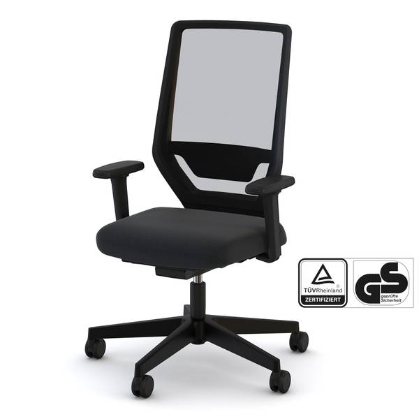 Bürostuhl Streamo Schwarz - Textil - 48 x 116 x 61 cm