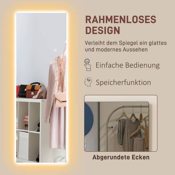 Ganzkörperspiegel 831-889V90CR Glas - 3 x 120 x 40 cm