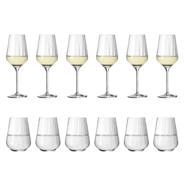 Gläser-Set Sternschliff 12er Set Kristallglas - 31 x 31 x 39 cm