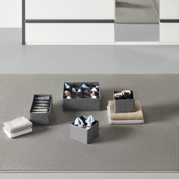 Aufbewahrungsboxen-Set MONK  3-tlg Grau - Papier - Textil - 1 x 1 x 1 cm