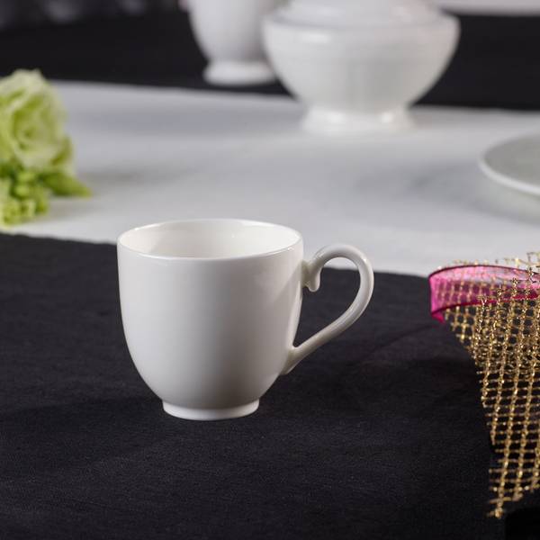 Espressotasse mit Untertasse White Pearl Weiß - Porzellan - 13 x 8 x 13 cm