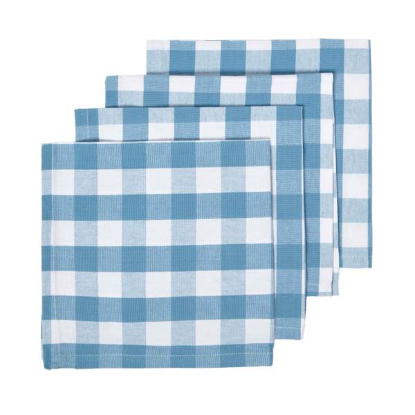 Servet NAP4BLKCHK Set van 4 blauw